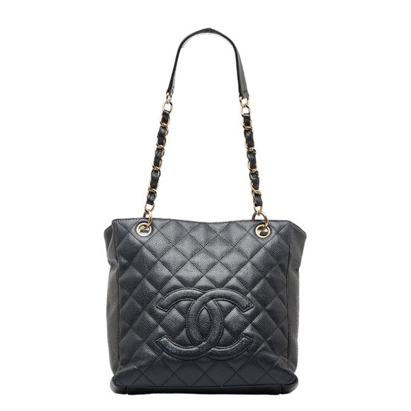 Chanel Coco Mark Chain Handbag Shoulder Bag Black Gold - Picture 1 of 8